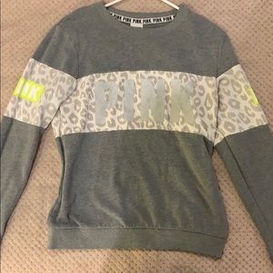 PINK Grey Crewneck Pullover